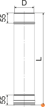 Димохідна труба одностінна Ø300 нерж. L-0,5 м товщина 0,5 мм