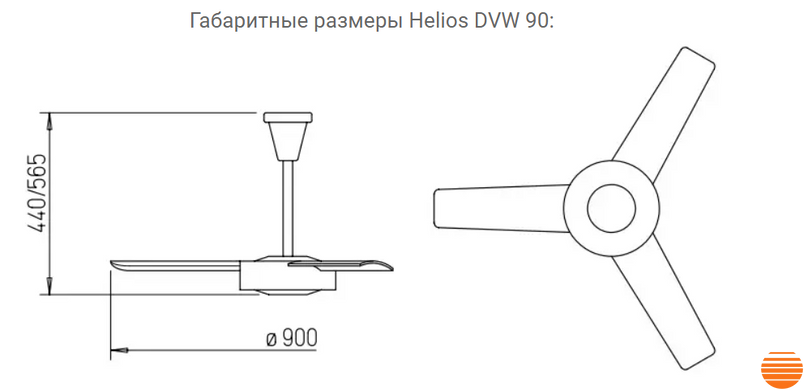 Стельовий вентилятор Helios DVW 90 756986332 фото
