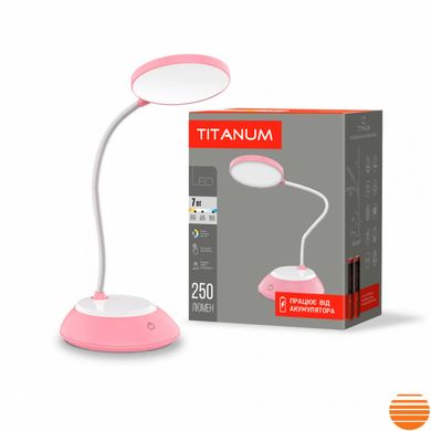 LED лампа настiльна з акумулятором TITANUM TLTF-022P 7W 3000-6500K USB рожева