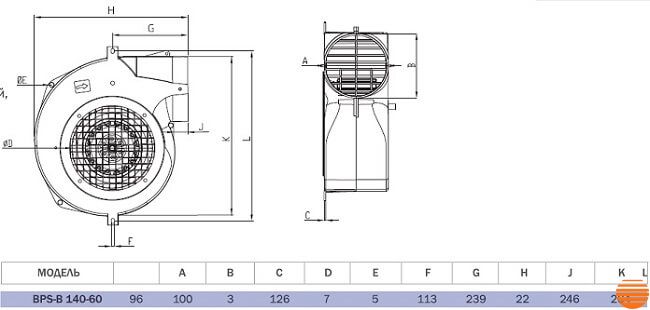Центробежный вентилятор Bahcivan BPS-B 140-60 152.05.001 фото