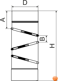 Коліно димоходу 0-90° (поворотне) одностінне Ø230 нерж. товщина 0,5 мм