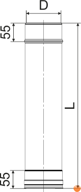 Дымоходная труба одностенная Ø250 нерж. L-0,3 м толщина 0,8 мм
