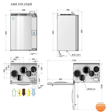 Припливно-витяжна установка Systemair SAVE VTR 250/B R 500W 5645853574 фото