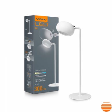 LED лампа настiльна з акумулятором VIDEX VLE-TF18W 3W 3000-5500K Біла