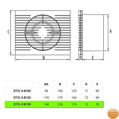 Вытяжной вентилятор Dospel Styl II d150 S 007-1134 фото