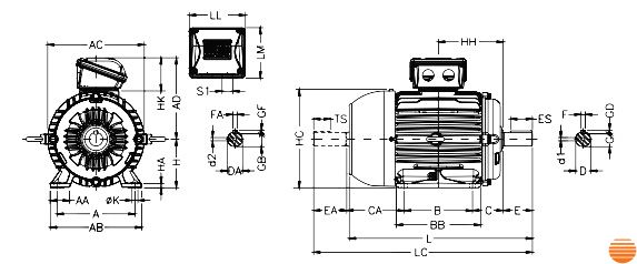 IE1 W22 100L 4P B3 2,2 кВт 1500 об/хв WEG електродвигун (380В) лапа