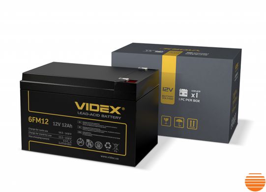 Аккумулятор свинцово-кислотный Videx 6FM12 12V/12Ah color box 1