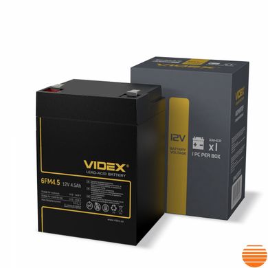 Акумулятор свинцево-кислотний Videx 6FM4.5 12V/4.5Ah color box 1