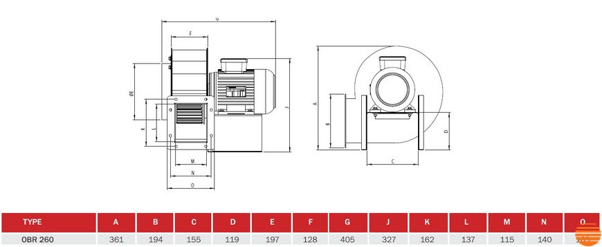 Центробіжний вентилятор Bahcivan OBR 260 T-2K 152.26.263 фото