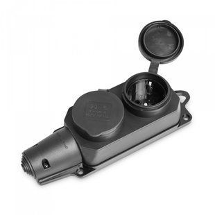 Колодка подовжувача IP44 із заземленням 2 гнізда 16А чорна TITANUM STANDARD ТF-B216IP-B фото