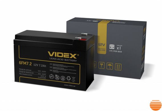 Акумулятор свинцево-кислотний Videx 6FM7.2 12V/7.2Ah color box 1