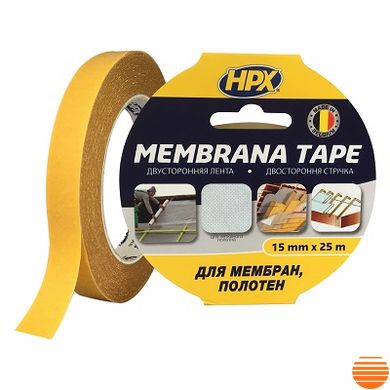 Прозрачная двухсторонняя лента HPX MEMBRANA Tape для строительных мембран и нетканых полотен 15 мм х 25 м MEM1525 фото