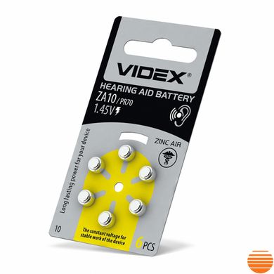 Батарейка повітряно цинкова Videx ZA10 (PR70) BLISTER 6
